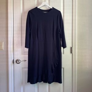 J Jill Womens Navy Blue Rounded Neck Long Sleeve Ponte Knit Dress Size XL